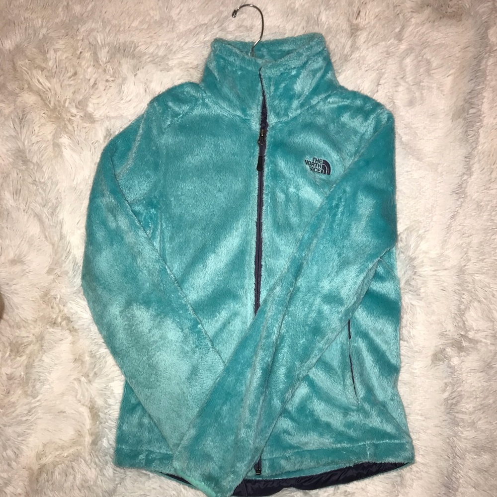Turquoise Fleece Zip Up North Face Jacket